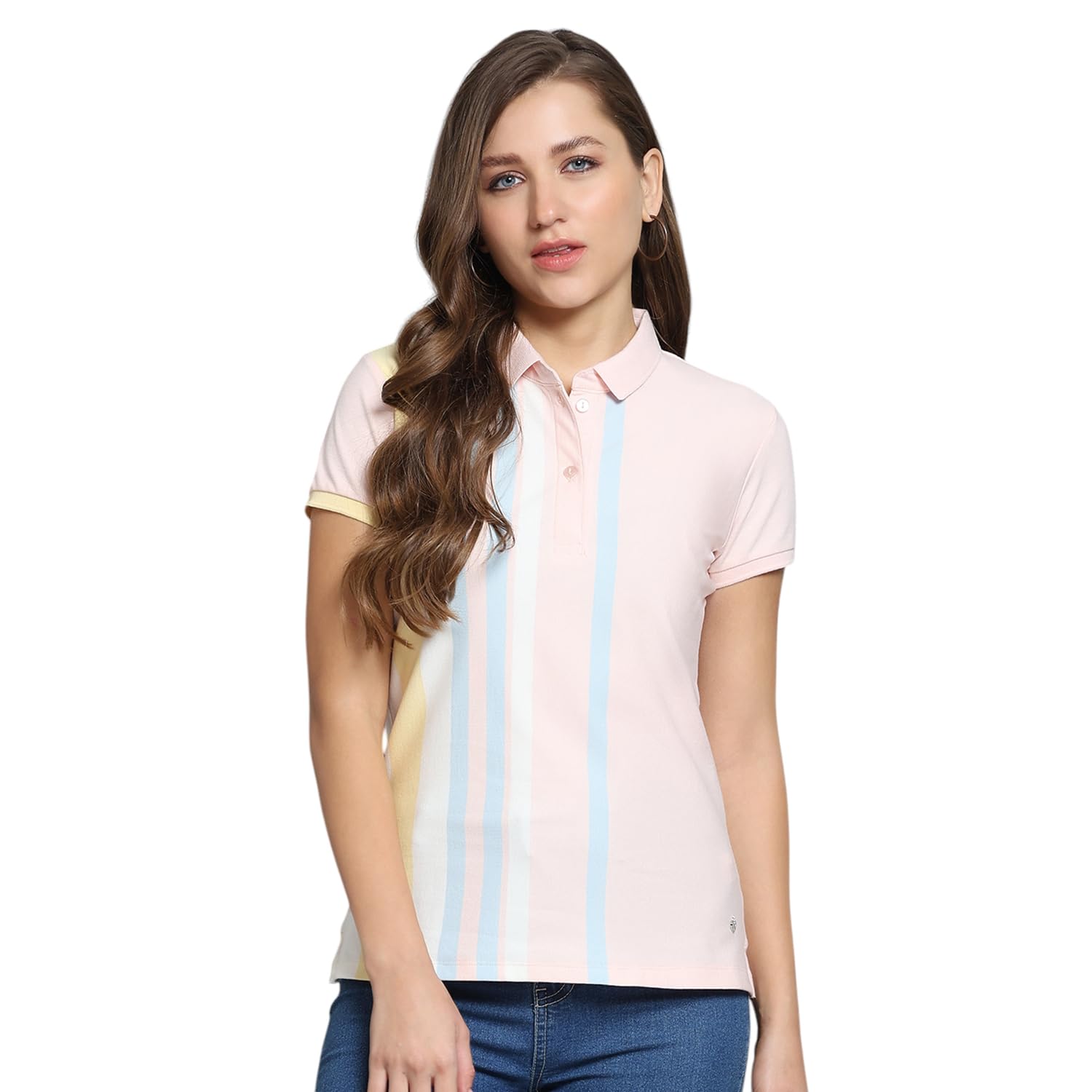 monte carlo Women's Regular Fit Polo T-Shirt | Striped Pattern| Half Sleeve | Collared Neck | Casual Wear Tshirt for Women-picture-12