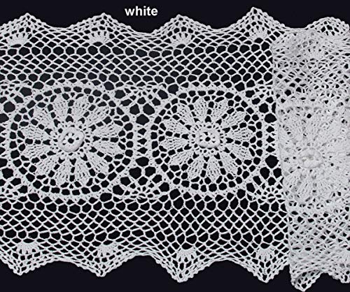 Creative Linens 14x36 Crochet Lace Table Runner White 100% Cotton