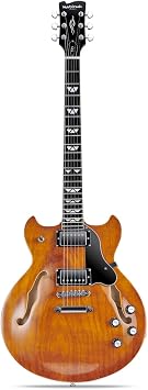 WestCreek 333 Electric Guitar with 6 String, Semi Hollow Body Jazz Electric Guitar, Humbucker Pickups, Rosewood Fretboard, Rounded End Jumbo Frets, Full size