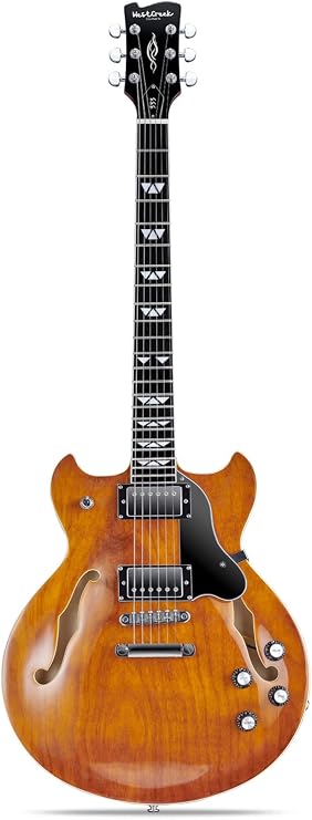WestCreek 333 Electric Guitar with 6 String, Semi Hollow Body Jazz Electric Guitar, Humbucker Pickups, Rosewood Fretboard, Rounded End Jumbo Frets, Full size