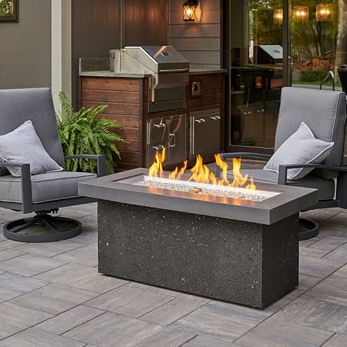 Vista 3 de Outdoor GreatRoom Co Propane Fire Pit Table - Key Largo Gas Fire Pits for Outside Patio - 48 Inch Rectangular Concrete Firepit Fire Table, Stucco