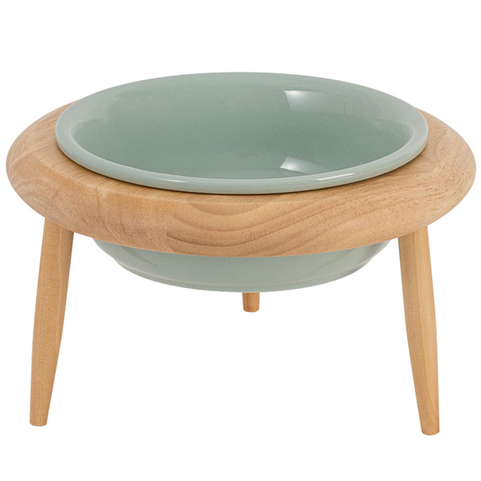 Cuenco del Gato, Comedero Gato Elevado, Comedero Perro Gato, Cuenco Perro de Cerámica, Inclinación Antideslizante, Evitar la Fatiga de los Bigotes (Verde)