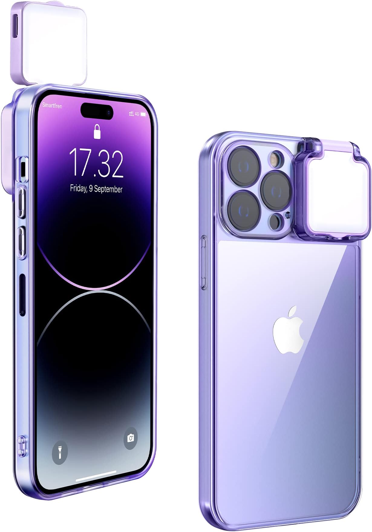 AJDSE Selfie Light for iPhone 14 Pro Max Case Light Up Flash Lighting Selfie Case Rechargeable LED Compatible with Live Stream/Makeup/Video- Selfie Illuminate for Women Purple