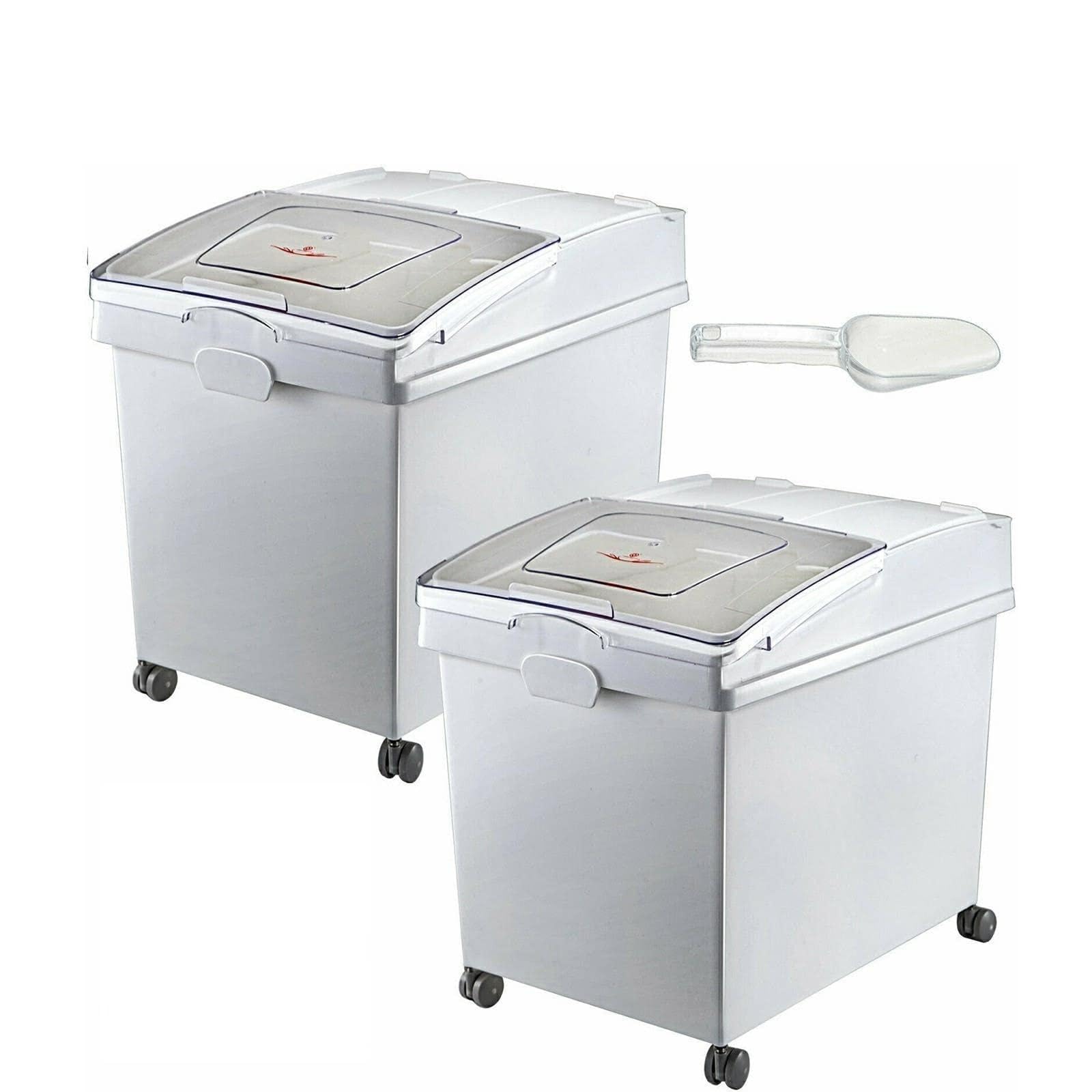 6.6Gal-21Gal Kitchen Container Ingredient Storage Bin W/Wheel & Scoop for Commercial Home Storing Rice Flour Corn Soybean(2 x 10.5 Gal)