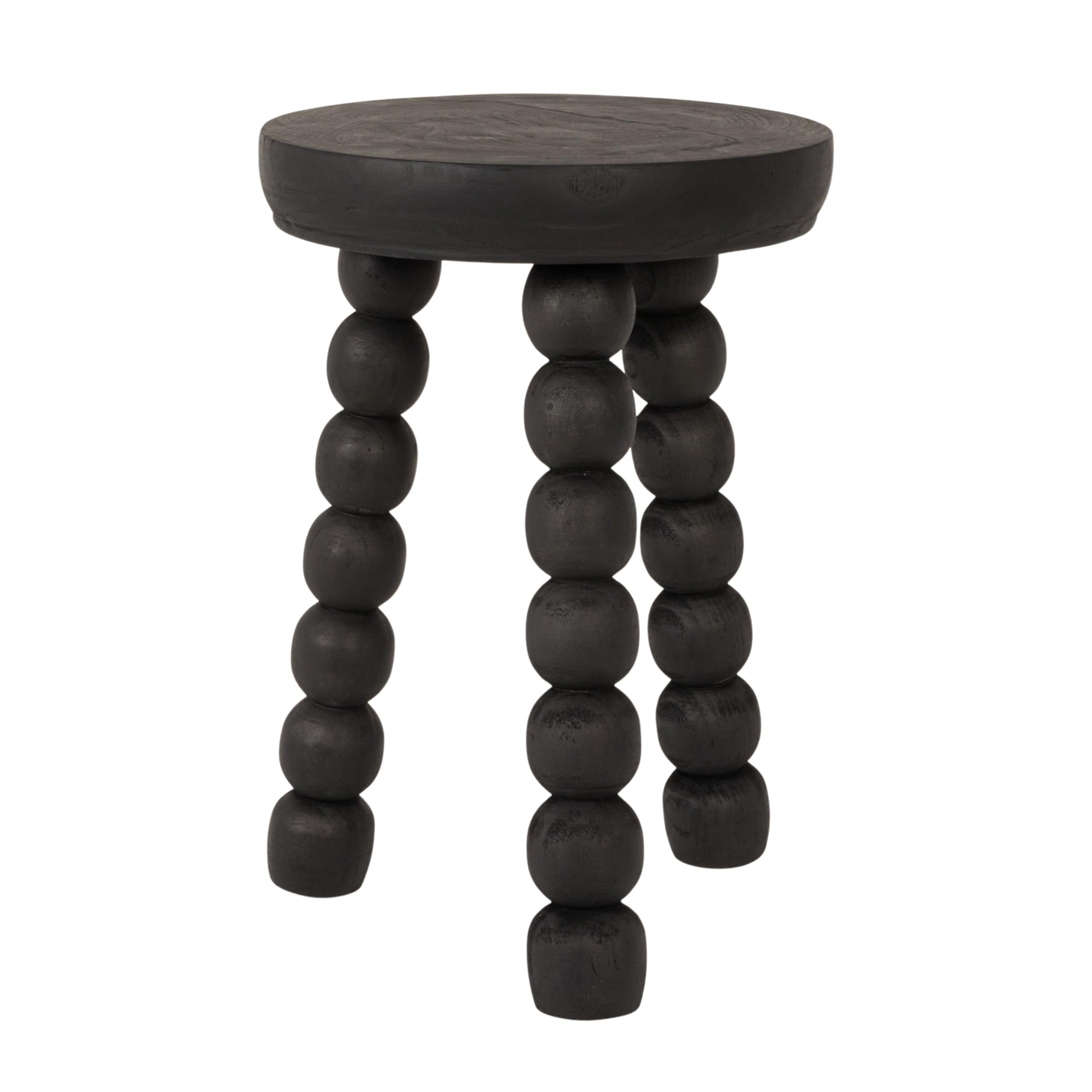 Creative Co-Op Paulownia Wood Bead Ball Tri-Pod Accent Table. Black