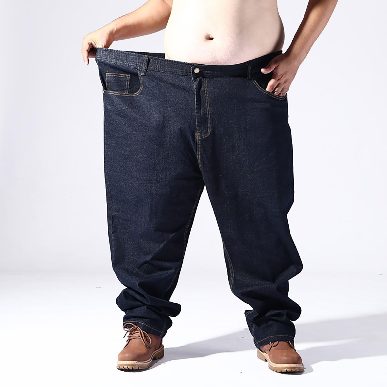 Generisch Stretch Jeanshose Herren Übergröße Freizeithose Weites Bein Denim Hose Relaxed Ausflug Streetwear Einfarbig Jeans Atmungsaktiv Bequeme Stoffhose Große Größen Trekkinghose 5Xl-8Xl