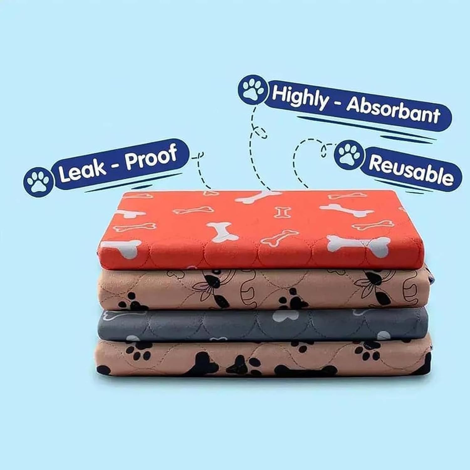 2Pcs PawsPlace Reusable Puppy Pee Pads with Pheromones, Washable Leak-Proof Anti-Slip Pet Training Pads for Dogs & Cats, Home & Travel (B, M(28*31in))
