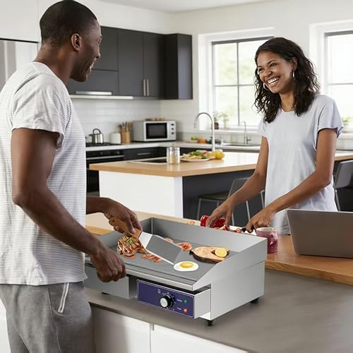 Miniatura 2 de Happygrill 22" Commercial Electric Griddle, Stainless Steel Flat Top Grill w/Adjustable Temperature Control 122℉-572℉, Complete Accessories, 2000 W