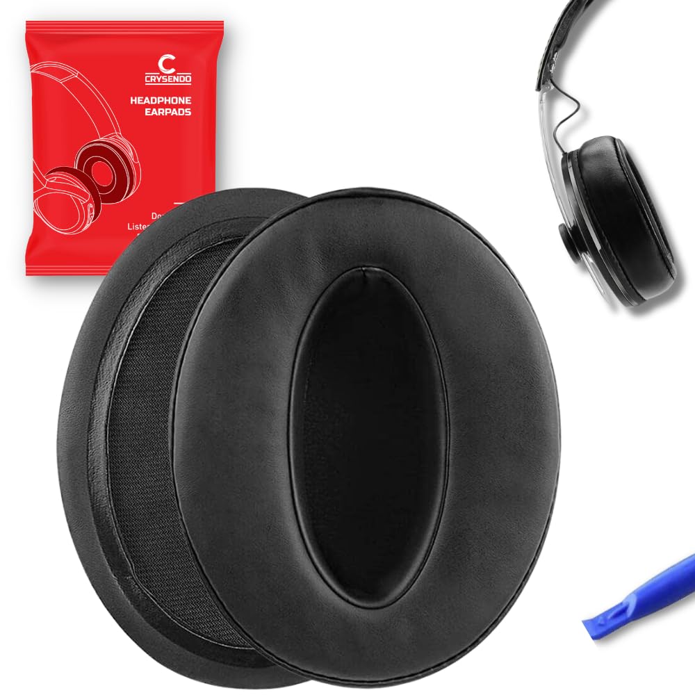 Crysendo Headphone Cushion Compatible with Sennheiser HD 4.40 BT/HD 4.50 BT/HD 4.50 BTNC Earpads | Protein Leather + Memory Foam | Replacement Headset Ear Cushion Pads 90mm X 80mm (Black)