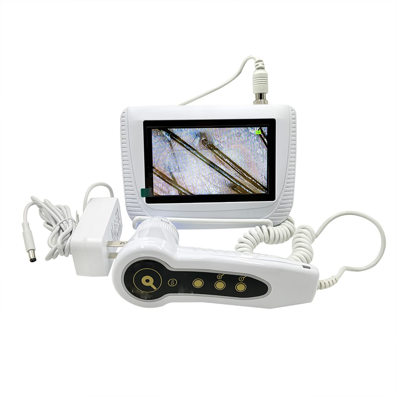 Analizzatore di capelli per diagnosi della pelle, scanner digitale per diagnosi della pelle con schermo LCD da 5 pollici, macchina per analizzatori di capelli ricaricabile 50X 200X, per casa, salone