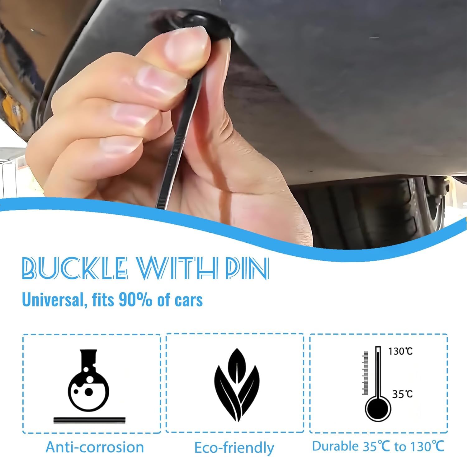 50PCS Nylon Universal Cable Tie Buckle, Heavy Duty Self-Locking Zip Tie Clips with Pin and Button Lock - Image 3