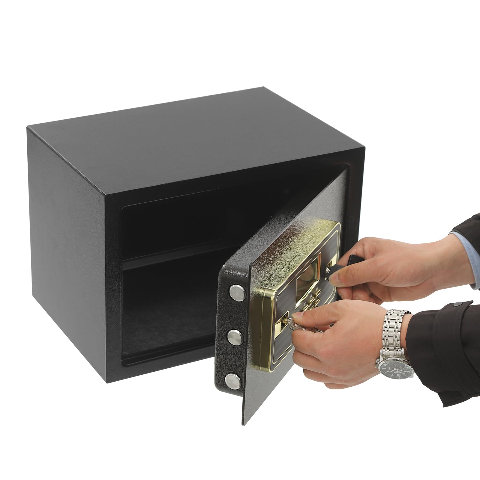 Cassaforte, cassaforte con ripiano estraibile, sa-fe elettronico con ripiano estraibile, cassaforte per uso domestico, per riporre oggetti di valore come gioielli, documenti (22 l)