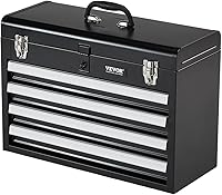 VEVOR 20.5-Inch Portable Metal Tool Box with 4 Drawers, EVA Liners, Ball Bearing Slides, Auto-Locking Security, Powder Coated Durable Organizer
