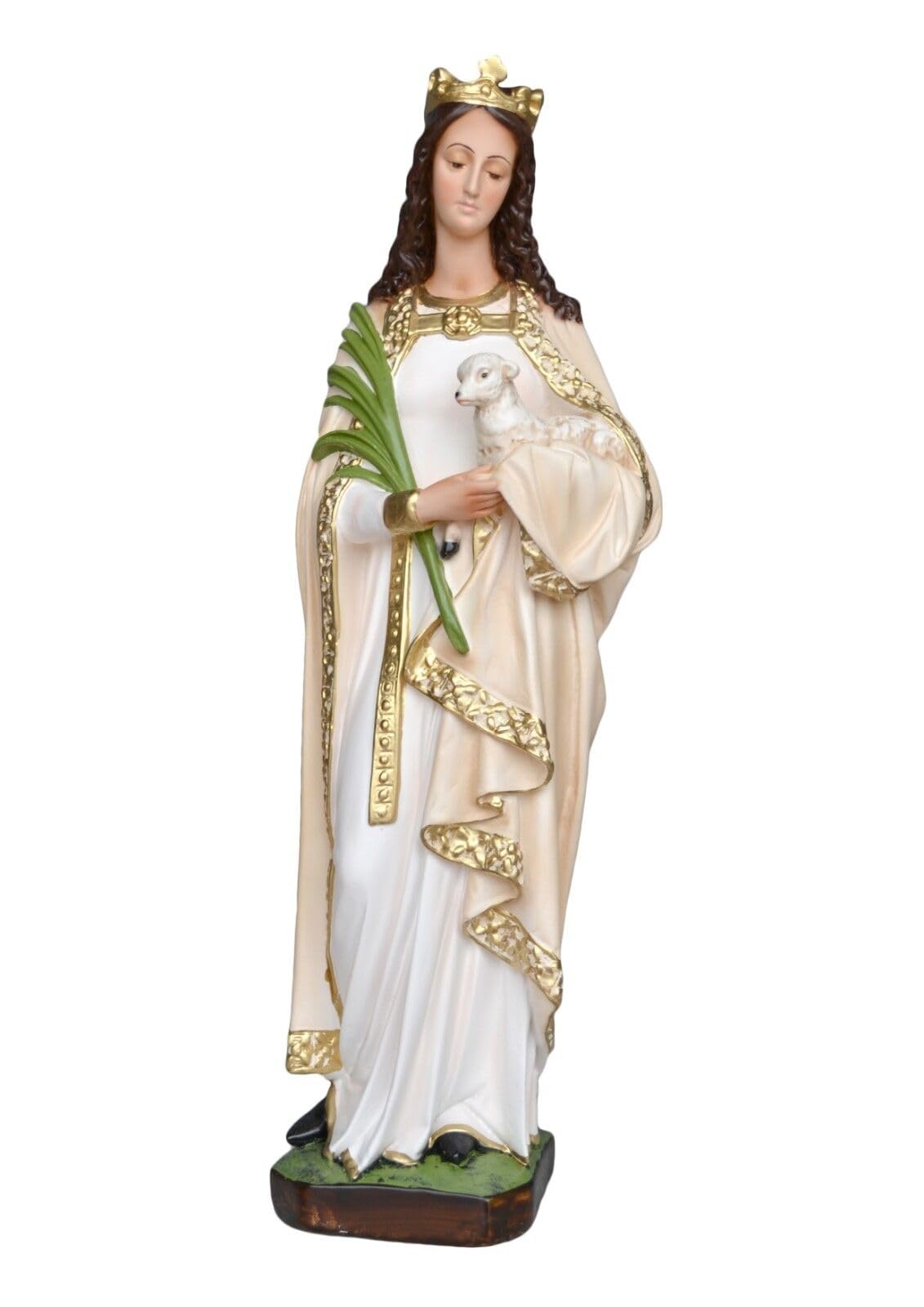OVUNQUE PROTEGGIMI Statua di Sant'Agnese in resina cm 60 adatta per interni ed esterni realizzata a mano (Occhi Dipinti)