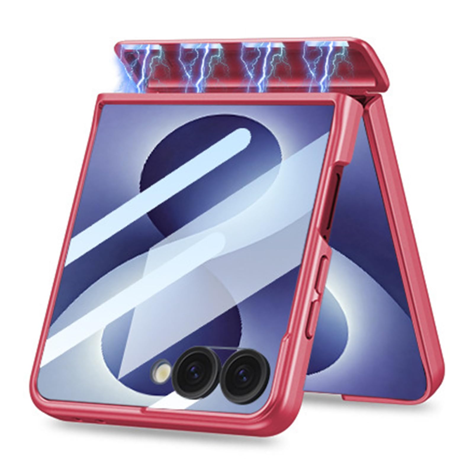 Coque Samsung Galaxy Z Flip 8 magnétique rouge avec film protège-écran intégré