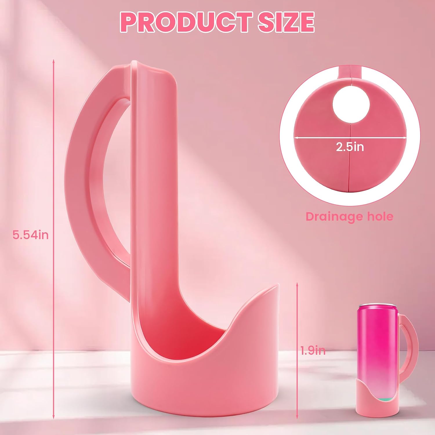 Slim Can Holder 12 Oz with Handle, Pink Can Holder with Handle, Energy Drink Holder Compatible with Alani Energy Drinks