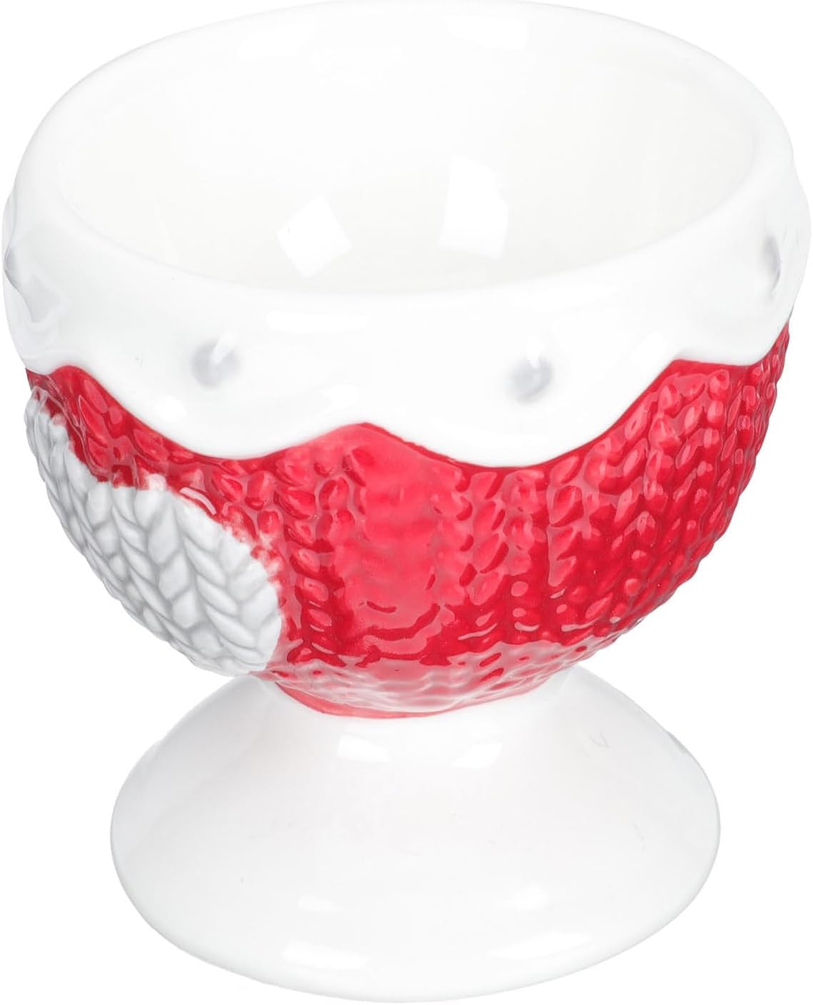 Ceramic Egg Cup with Heart Patterned Relief Adorable Breakfast Holder