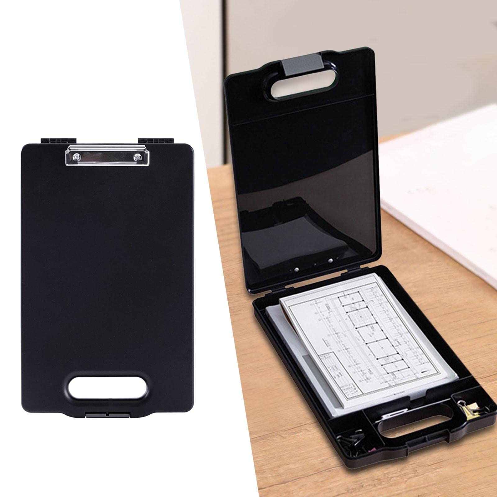B Baosity Porte-documents A4 à Fermeture à Pression, Boîte de Rangement Résistante, Cadeau Pratique pour Enseignants, Porte-documents, Bloc-notes, Support pour, noir