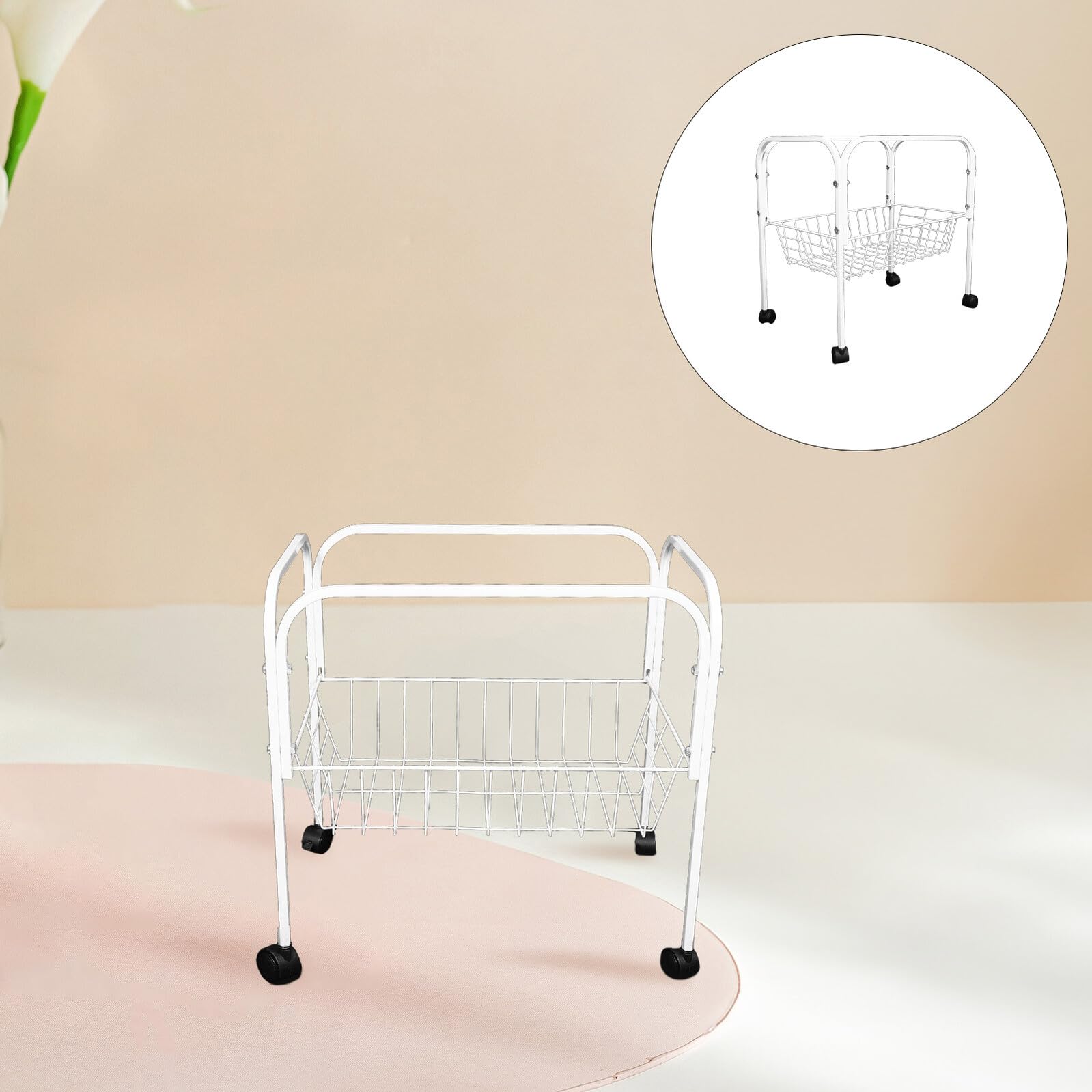 Soporte para Jaula de Pájaros con Ruedas y Estante Soporte Metálico Blanco para Jaulas de Loros Pinzones y Hámsters y Medianas Accesorio para Suministros de Mascotas