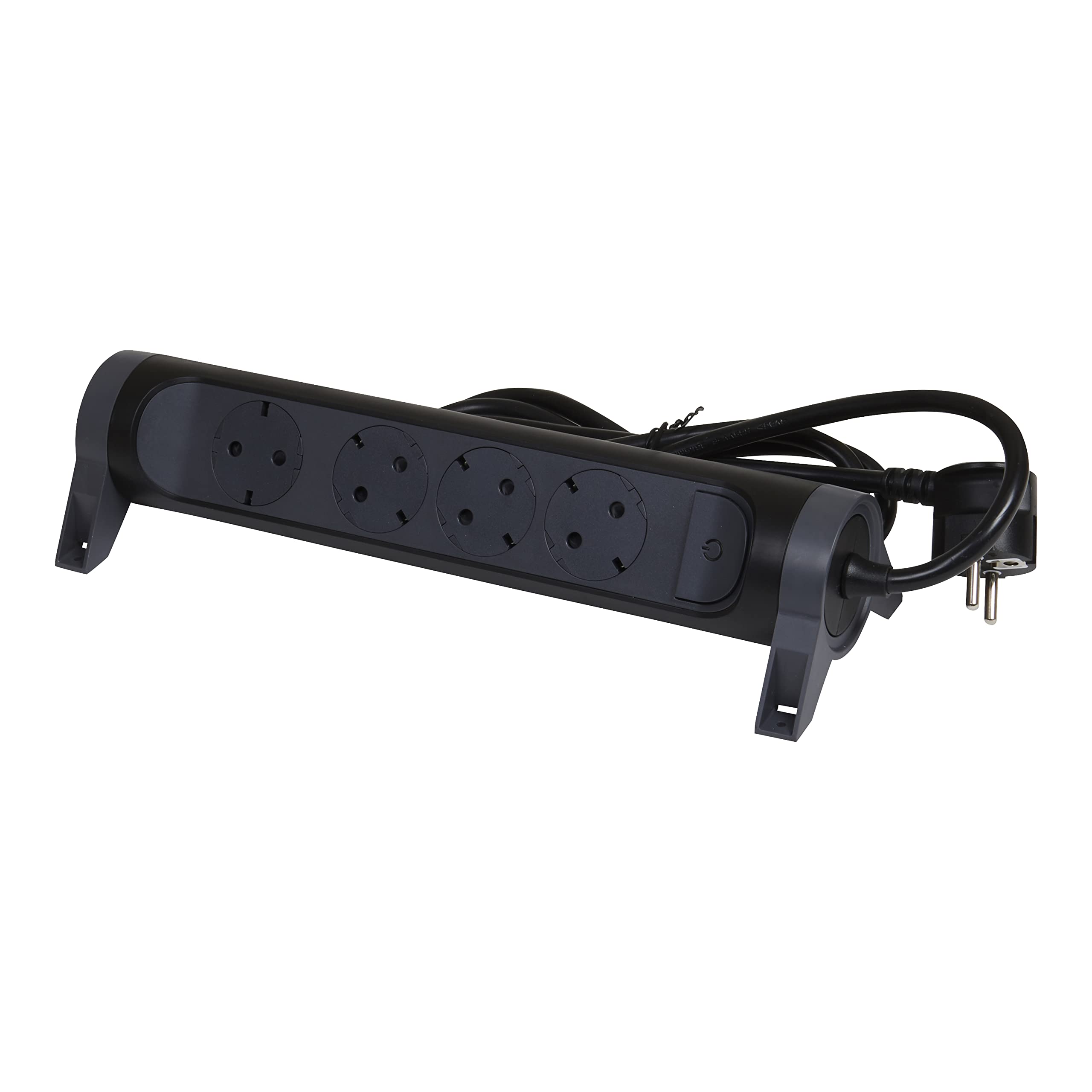 LEGRAND Regleta de enchufes, con Interruptor, Base múltiple con 4 Tomas de Corriente, Cable de 1,5 m, Color Negro/Gris Oscuro 694530 — view 4