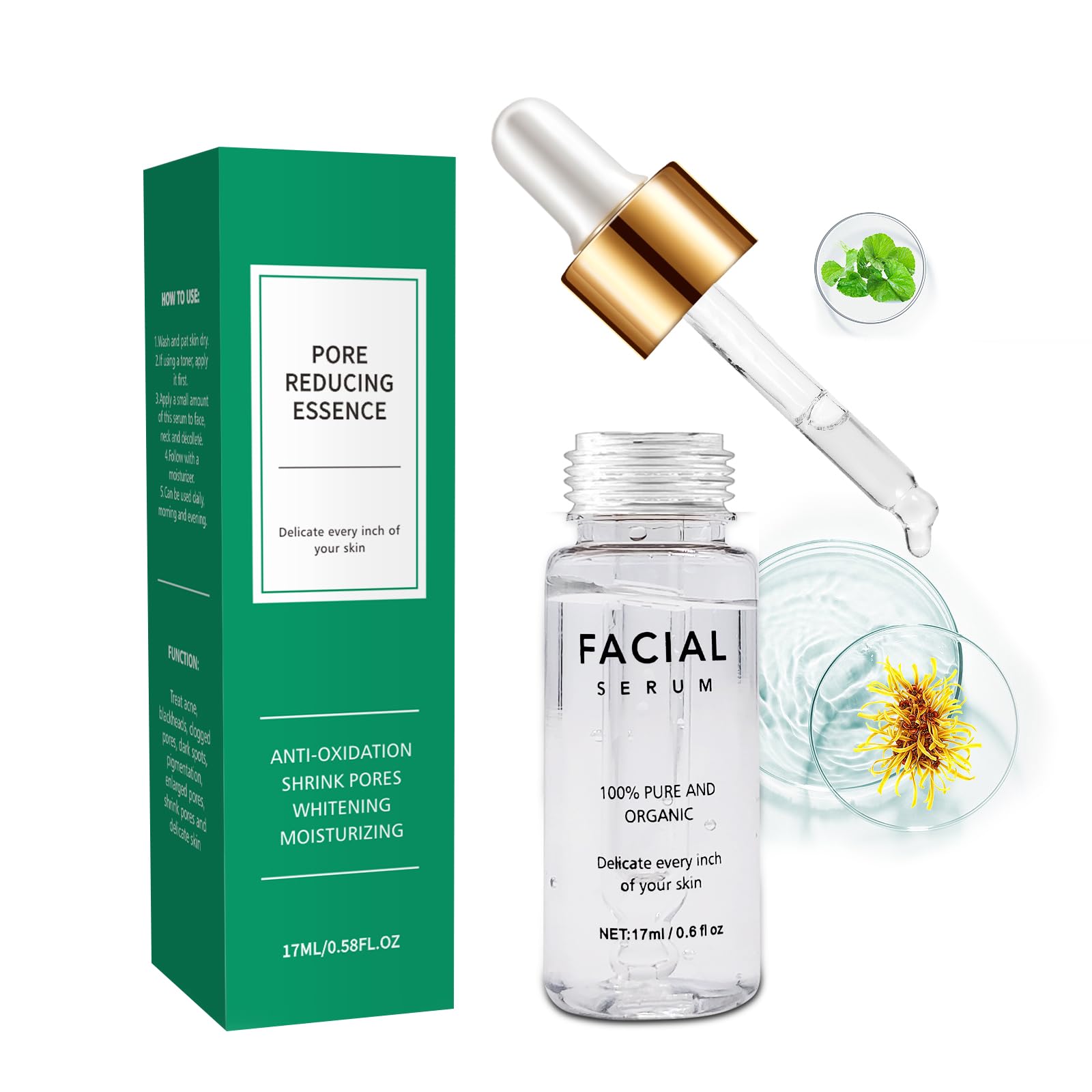 OAOEYE Pore Reducing Face Serum, Pores Contraction Serum, Hydrating Serum, Improves Skin, for Skincare, Pore Minimizer, Helps to Repair Damaged Tissue, Smooth Skin(17 ml)