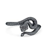 Blue Apple Co. Garnet CZ Red Eye Snake Ring Oxidized Band Solid 925 Sterling Silver Thumb Ring (12mm)