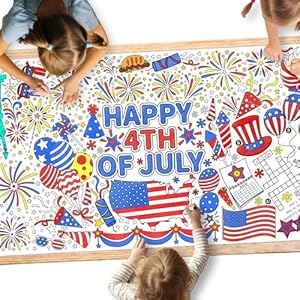 Gatherfun 4th of July Coloring Tablecloth Patriotic Giant Poster 315×72 Ideal for Independence Day Decor Activities American Flag Themed for Classroom Wall or School Party Table Cover