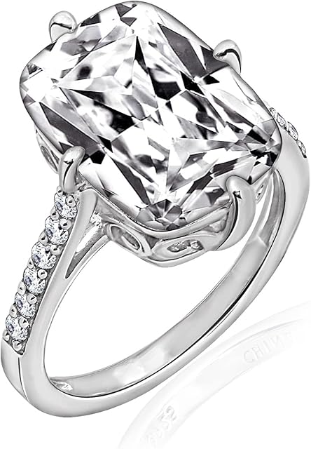 Amazon Collection Platinum plated sterling silver Celebrity Kim Engagement Ring made with Infinite Elements Cubic Zirconia Accents Ring