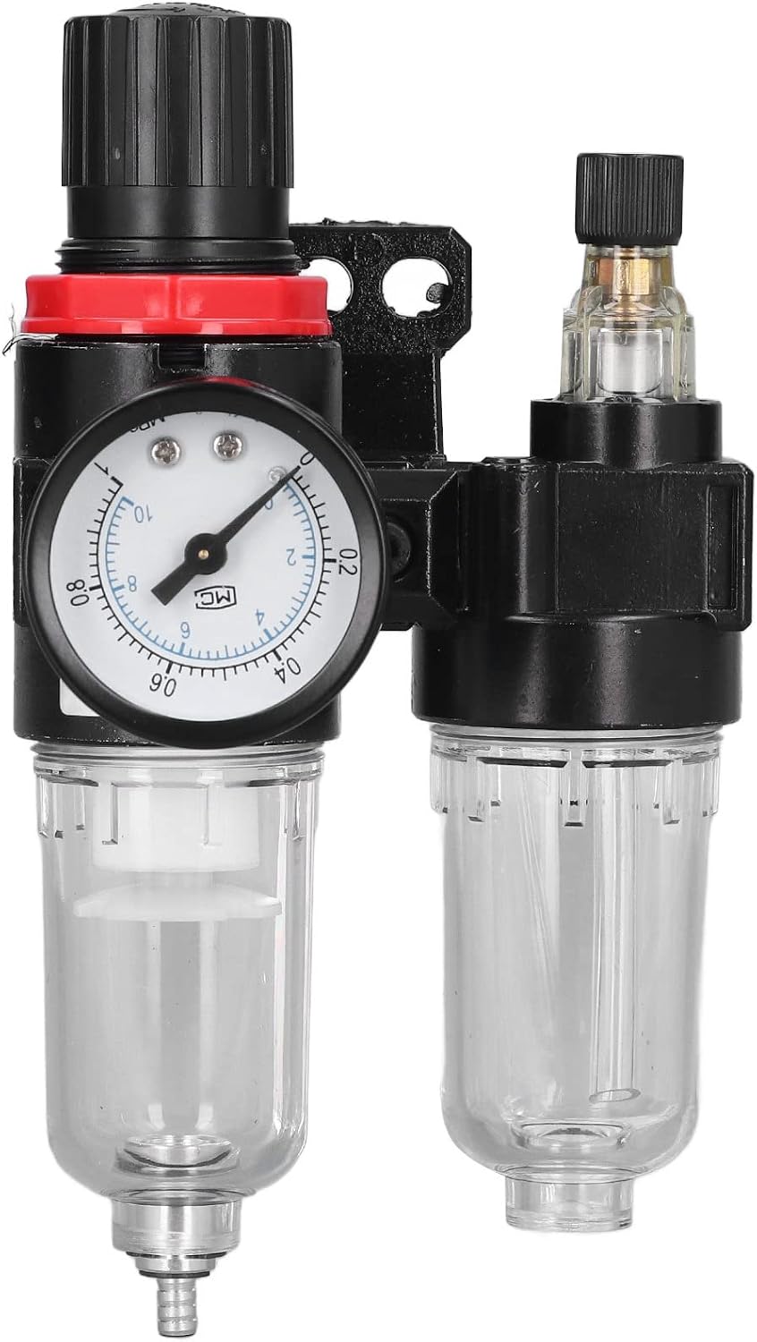 Garosa Air Compressor Filter Regulator Aluminum Alloy PC Air Pressure Regulating Filter G1 4in 0.05 to 0.85MPa 650L Min Oil Water Separator for Pneumatic Tools Workshops