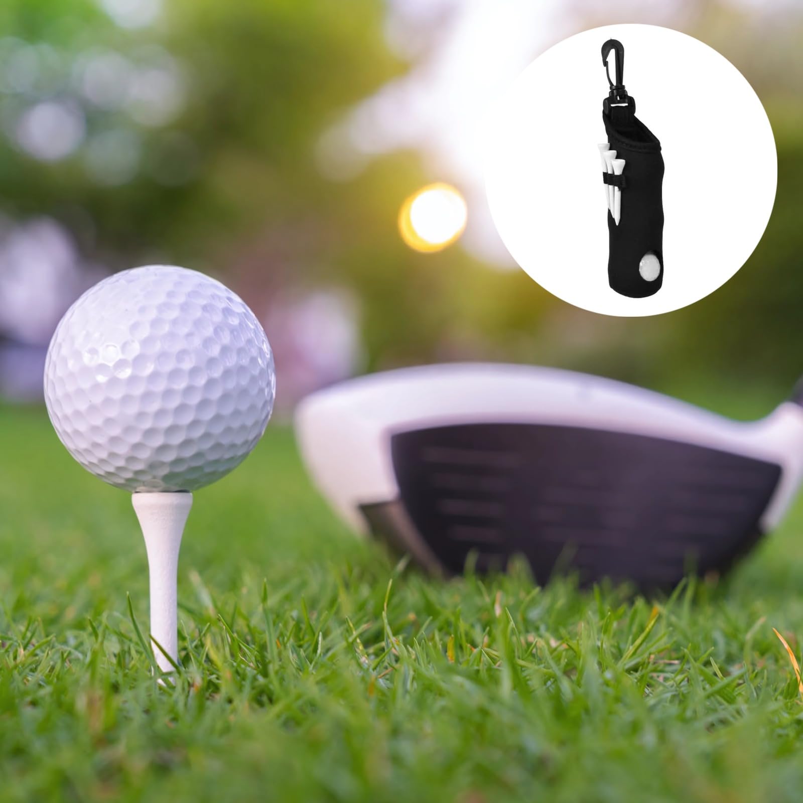 24 STK. Golfballhalter-Beutel aus Neopren, Golfballtasche mit Haken, fasst 3 Bälle, Zubehör für Golftasche mit seitlich offenem Boden, 21 cm lang, schwarz, für ordentliche Aufbewahrung