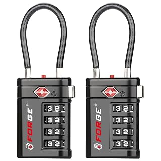 Forge TSA Approved Luggage Locks 4 Digit Combination TSA Travel Locks with TSA008, Open Alert Indicator, Zinc Alloy Body for Luggage, Suitcase, Backpack, and More. Black 2 Locks. - Amazon product rated Grade A