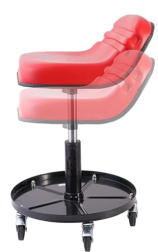 Miniatura 8 de ATRT Asiento mecánico neumático con ruedas de capacidad de 300 libras, taburete con ruedas resistentes de 2.5 pulgadas y bandeja de herramientas,