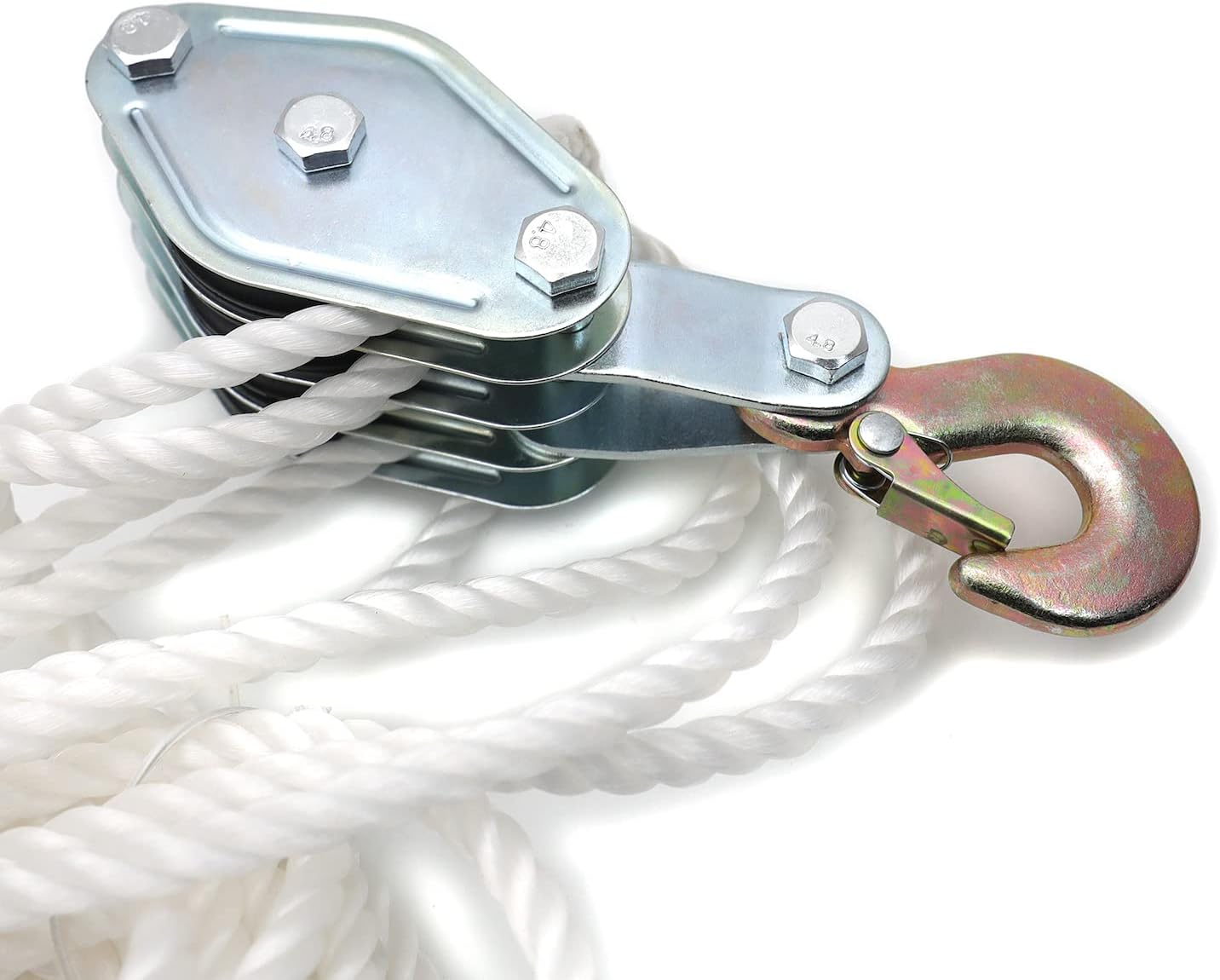 XKH- 4000LB 2 Ton 65FT of 5/16" / Poly Rope Hoist Pulley Block And Tackle Rope For 7:1 Lifting [P/N: ET-CAR-FIX011-SR] : Industrial & Scientific