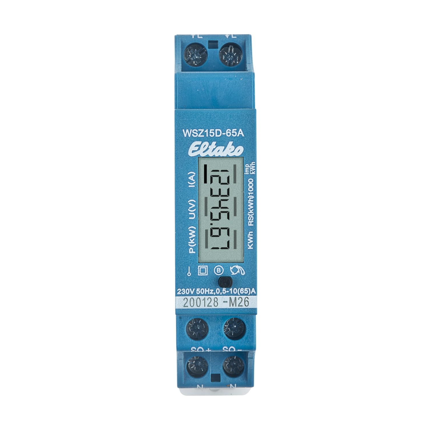 ELTAKO WSZ15D-65A MID elektronischer Wechselstromzähler 1x65A für Hutschiene Direktmessung | MID geeicht mit S0-Schnittstelle | Art. 28065615