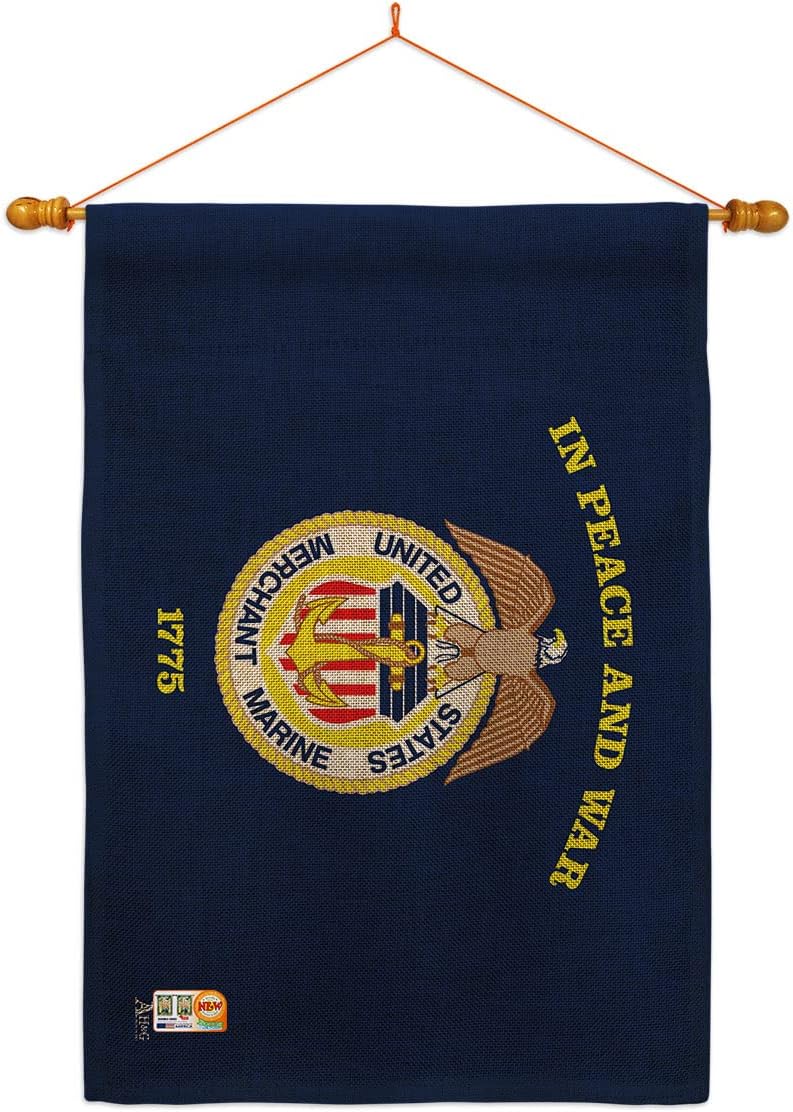Marine Corps Merchant House Flag Armed Forces USMC Semper Fi United State American Military Veteran Retire Official Small Decorative Gift Yard Banner Double-Sided Made In USA 28 X 40