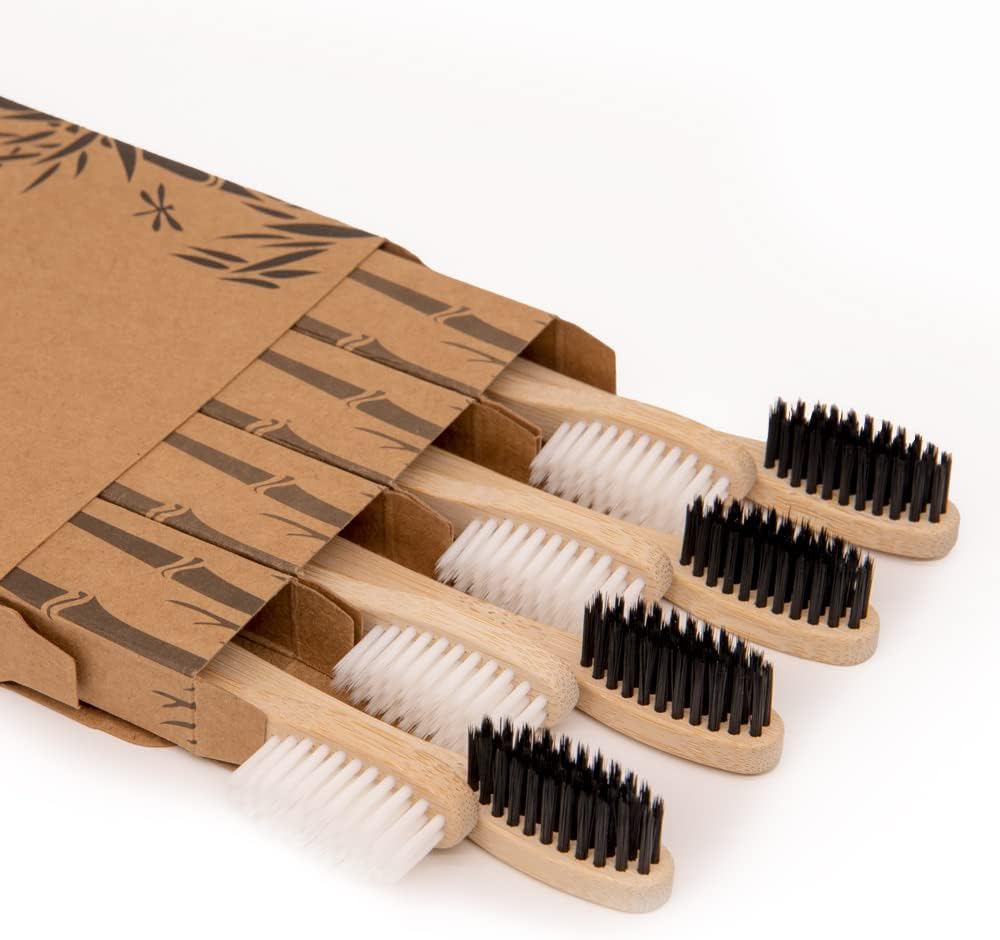 8 Pcs Bamboo Toothbrushes Soft Toothbrush with Wooden Handle Eco Friendly Bamboo Toothbrush with Plastic Free Packaging for Adults Travel Toothbrush Set