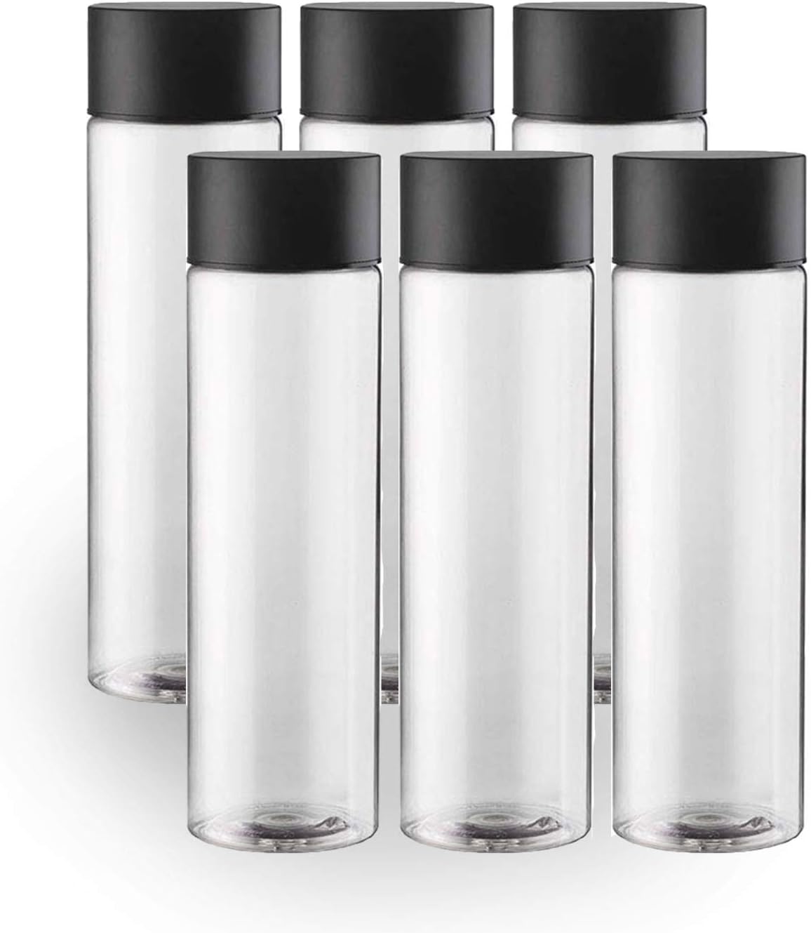 6-Pack Bulk Empty Plastic Juice Bottles with Caps Reusable 400ml Durable Water Bottles great Sensory Bottles and Smoothie Bottles with Black Lids Great Calming Bottles for Sensory Crafts