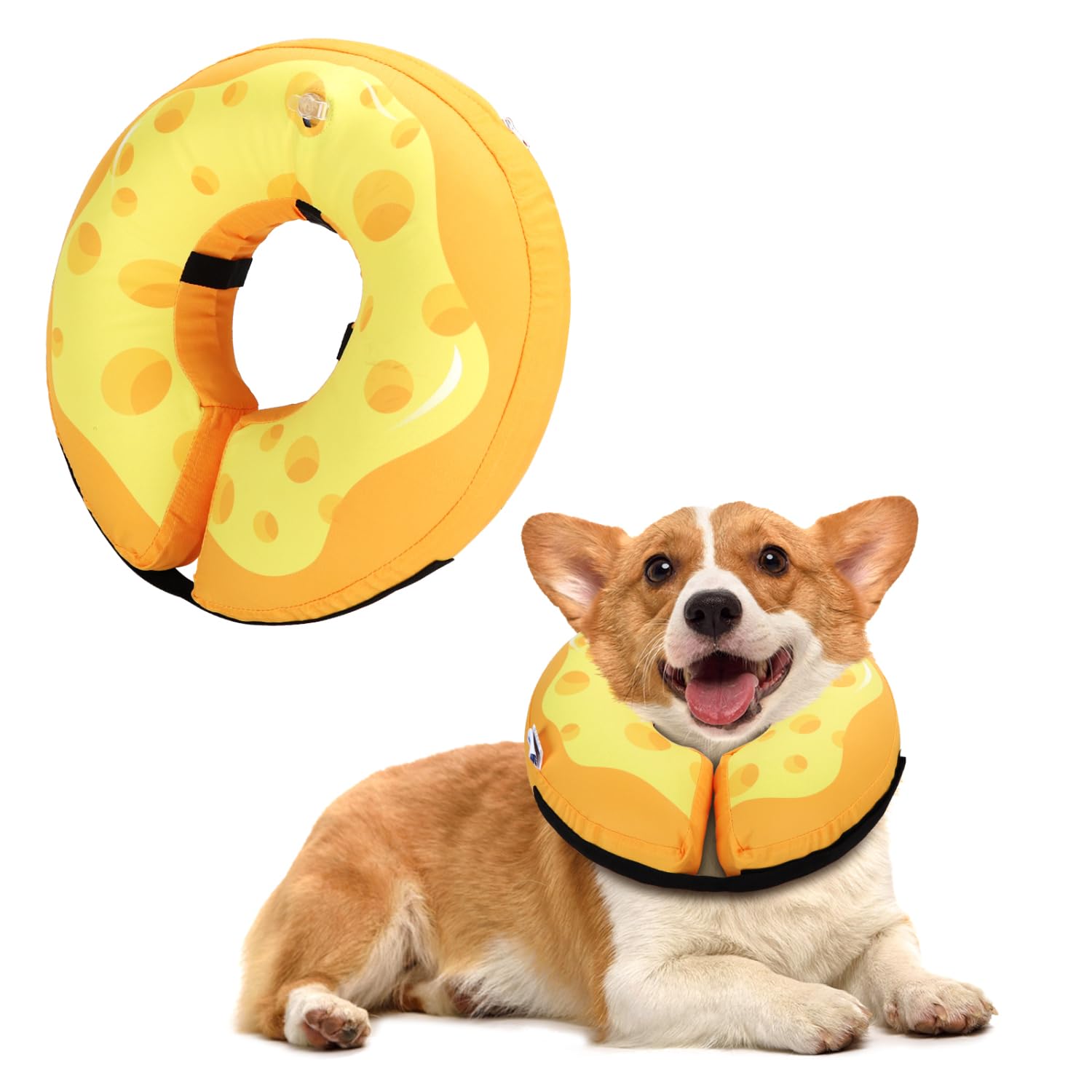 Nobleza Inflatable Dog Collar for After Surgery Recovery Collars for Dogs Neck Donut Collars Dog Cone Collar Soft Pet Inflatable Cone for Dogs Cat Blow Up Pet Surgery Recovery Cones Medium Yellow