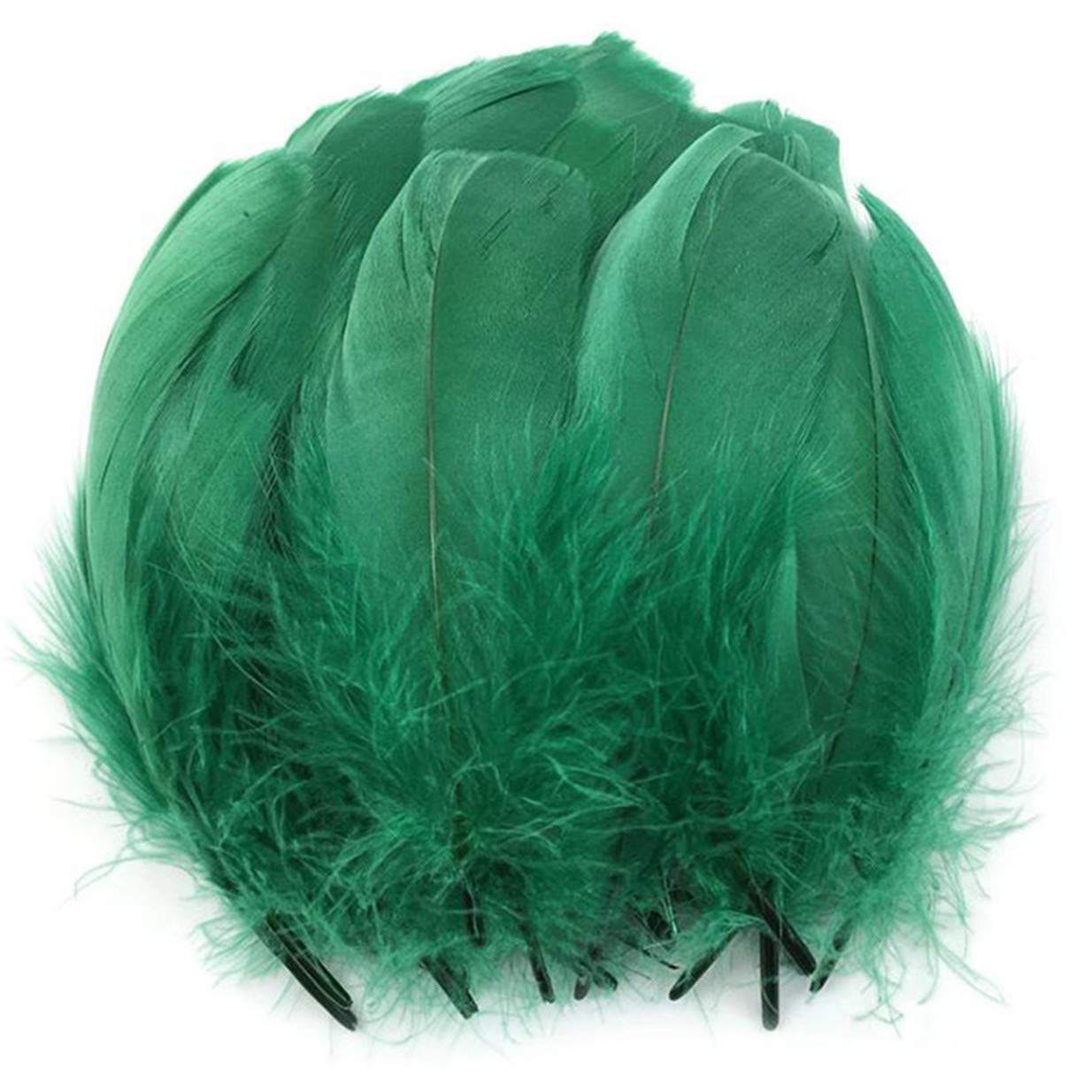 EJY 100Pieces/Pack Colorful Goose Natural Feathers for DIY Making Handmade Arts and Crafts Supplies,Dark Green