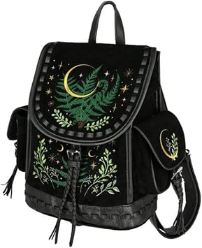 Restyle Herbal Backpack Witchy Stars Moon Fern Leaf Fairy Gothic Cottagecore