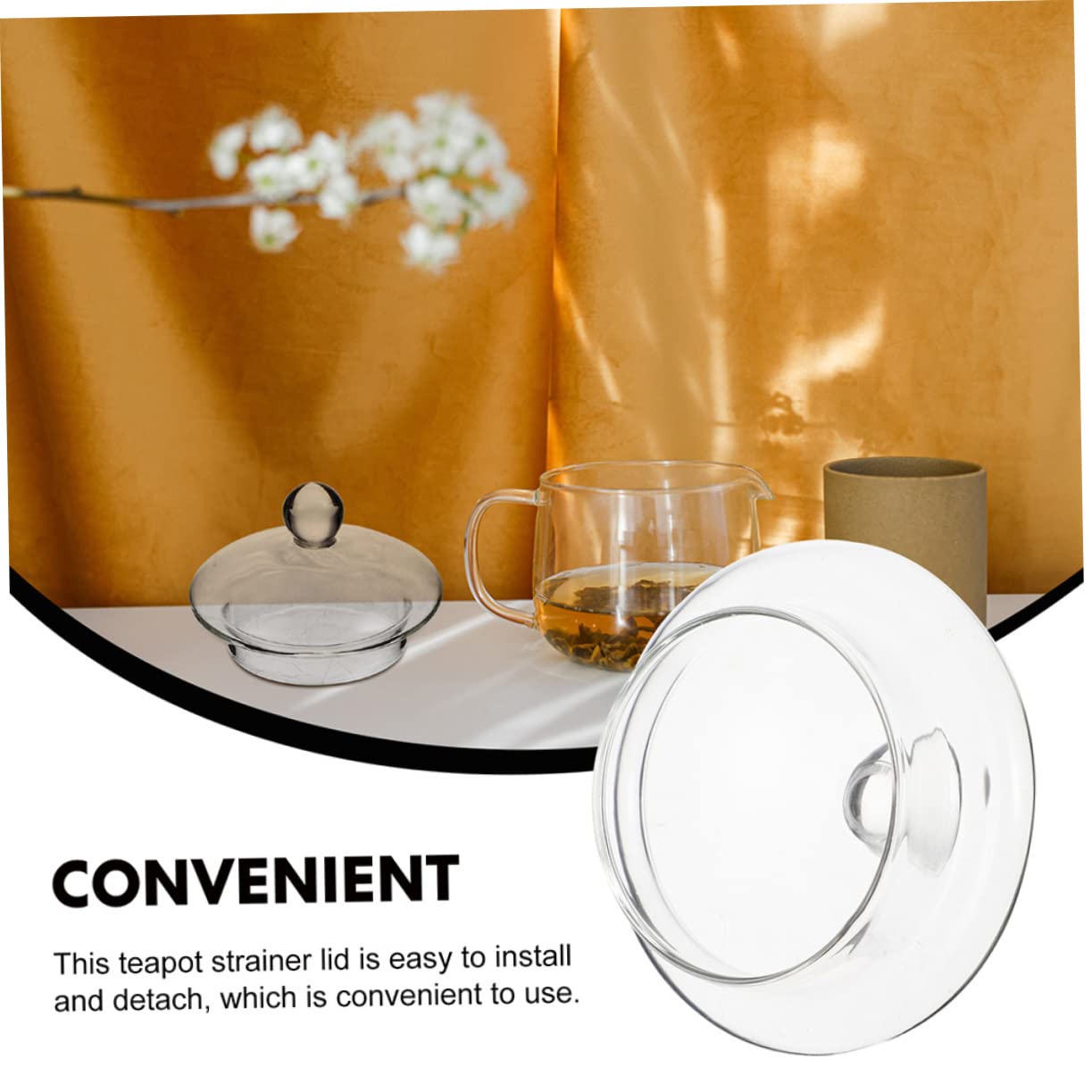 IMIKEYA Tapas para Filtros de Té Suelto de Vidrio, 4 Piezas Redondas para Tetera de 600ml y 1000ml, Eficientes para Aislar Residuos Infusión de Té en Casa