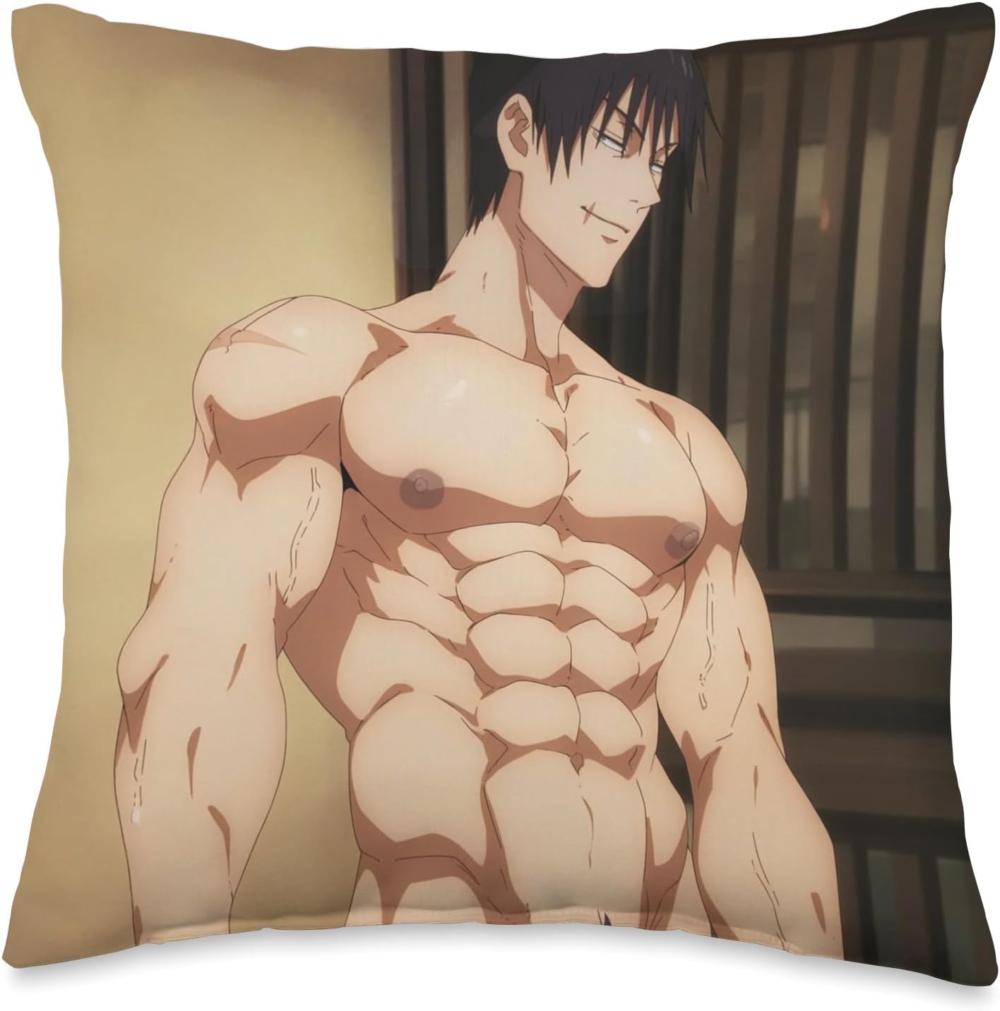 Toji Sexy Bara Pecs Muscle Manga Online Anime Men Cosplay Throw Pillow