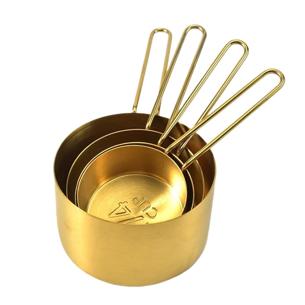 Goldfarbenes Edelstahl-Messbecher-Löffel-Set | Stapelbare Küchengeräte for Backen von Mehlkörnern, Wohnaccessoires(4 measuring cups)