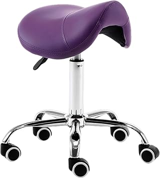 Saddle Stool PU Leather Round Chair Height Adjustable Swivel Stool Chair Medical Rolling Saddle Chair Esthetic Stool PU Leather Rolling Chair Saddle Stool for Dental Stylist Professional Facial