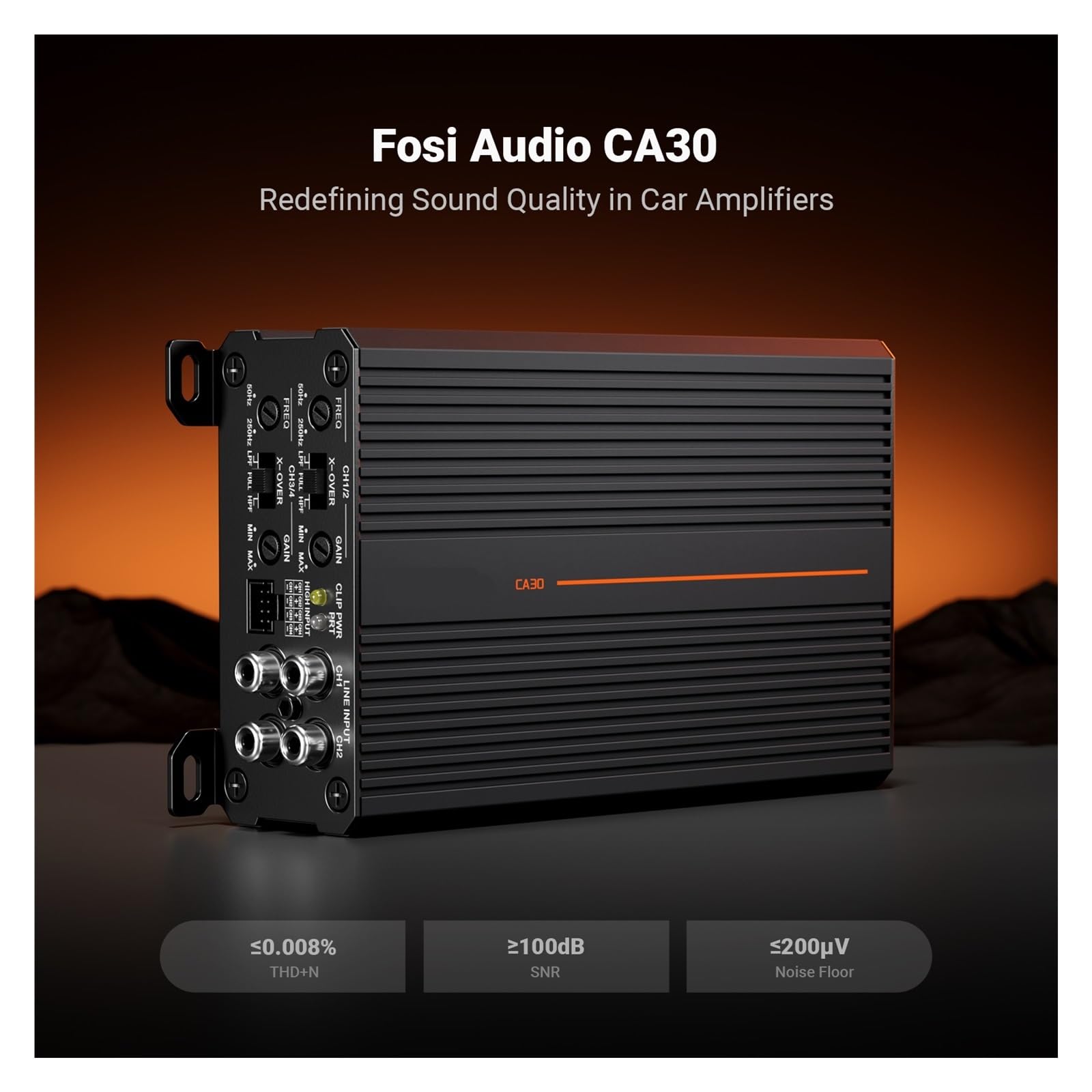 Fosi CA30 Wzmacniacz samochodowy 4-kanałowy wzmacniacz stereo HI-FI klasy D do subwoofera 100 W * 4 przy Ω
