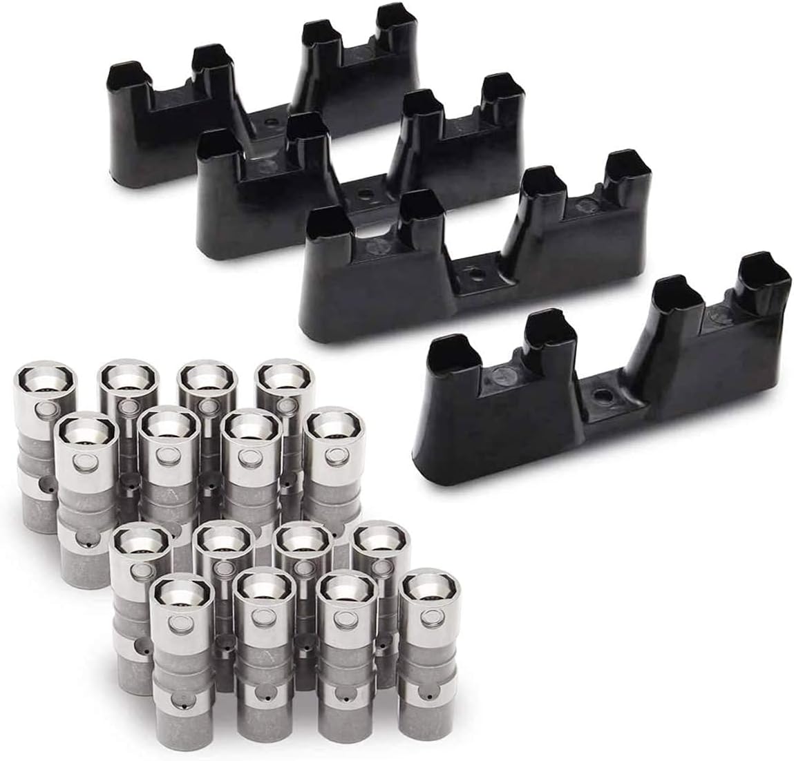 Liphontcta Set of 16 Hydraulic Roller Lifters with 4 Guides Trays 12595365 12499225 12551162 12569259 Compatible with GM Chevy 7.0L 6.2L 6.0L 5.7L 5.3L 4.8L V8