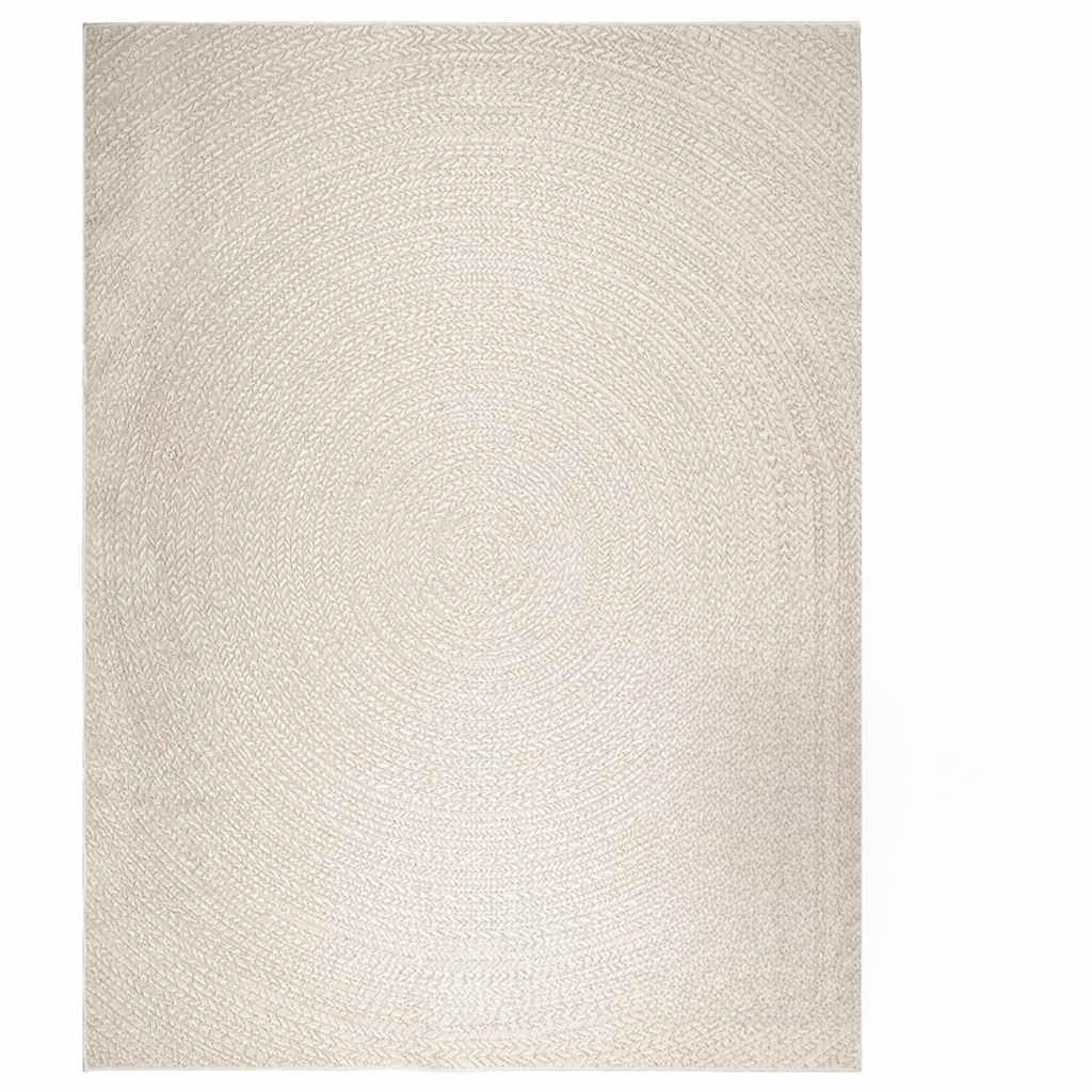 Tapis de salon et terrasse aspect jute crème 240x340 pour sublimer votre jardin