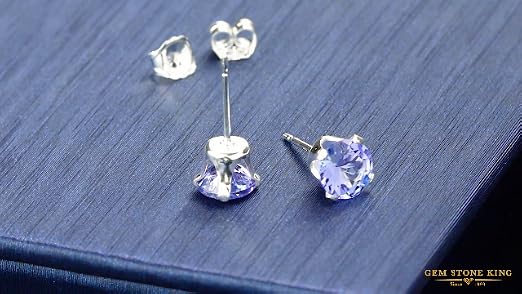 Boucles D'oreilles En Argent 925 Avec Tanzanite Et Zircons - Neuf Sans Emballage - Bijoux Pierres Fines