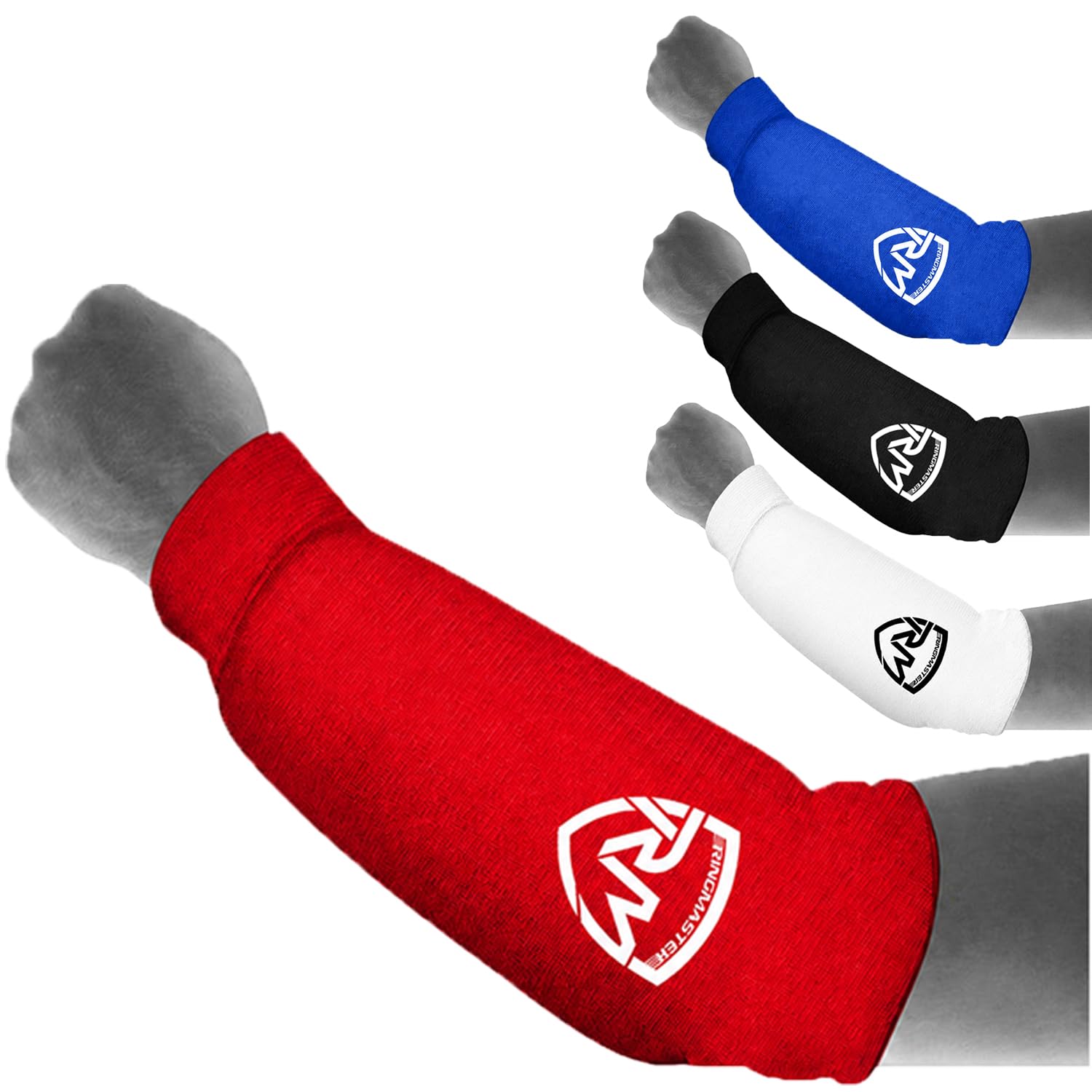 Ringmaster Elastic Forearm Pads Arm Guard Cover Kickboxing Karate MMA Thai Martial Arts Training Adult Kid Youth Weightlifting Archery American Football Girdles Red, Medium