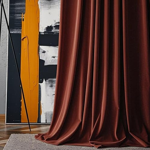 Vista 4 de MYRU 1 Pair Nordic Velvet Curtains Dark Green Luxury Blackout Curtains for Bedroom and Living Room (2 X 39 by 84 Inch, Dark Green)